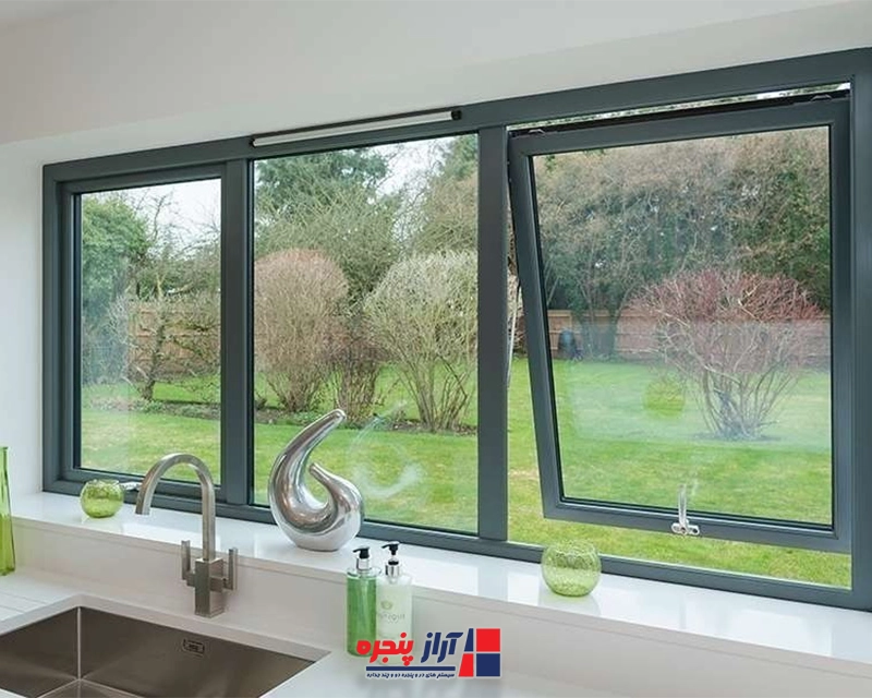 پنجره دو جداره لولایی تک حالته